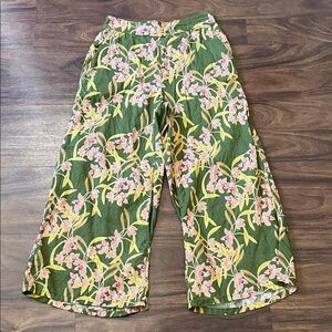 Rachel Zoe Linen Floral Wide Leg Pants